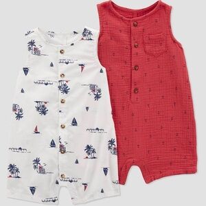 Carters Just One You Baby Boys 2pk Sailboats Romper Set|12M